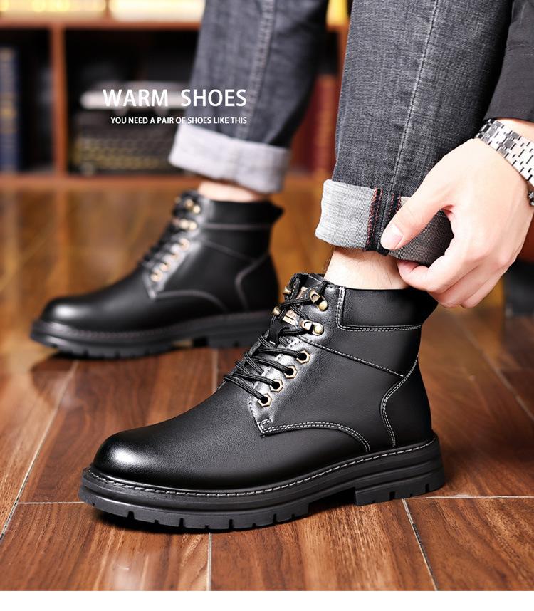 FashionWinter Warm Wool Ankle Boots for Men Fashion Casual New Designer Platform Work Snow Boots Male Black Cotton Shoes Man