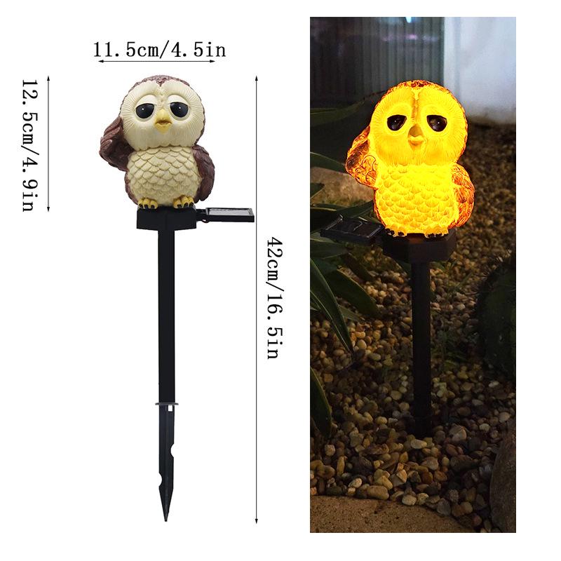 Solar-Powered Owl and Parrot Resin Stake Lights for Outdoor Garden Decoration