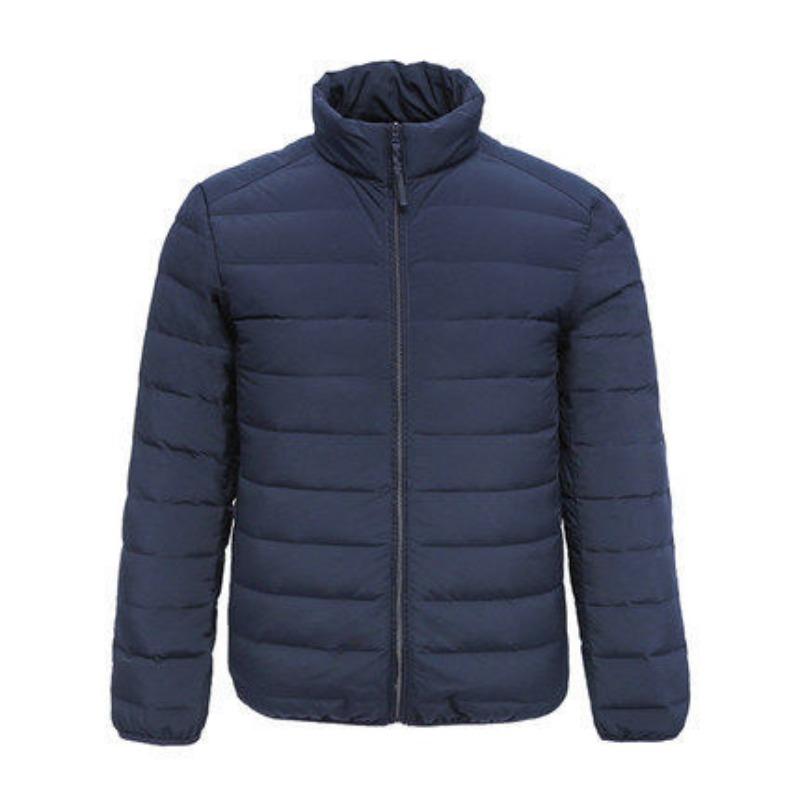 

IkTok Seamless Glued Light Down Jacket Men s Short Blue Hooded Stand-up Collar Large Size Light Jacket 3XL