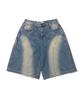 CARGOBROS FOR WOMAN Wave Curve Cut Bermuda Denim Pants (Medium Blue)
