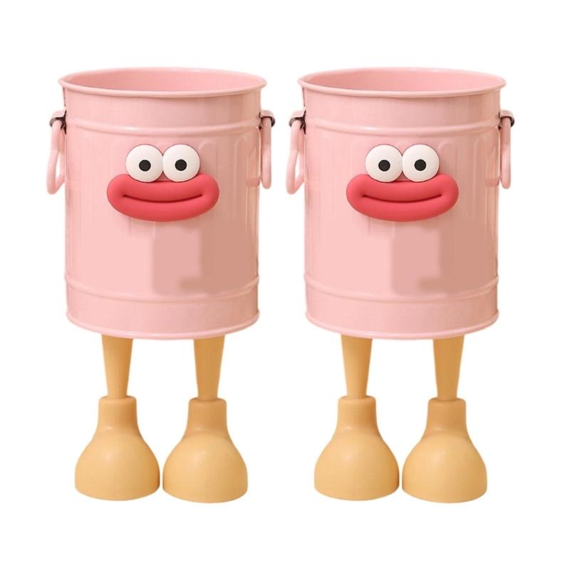 2Pcs Cartoon Pen Cup Multipurpose Desk Pen Organiser Case Makeup Brush Storage Container Office Desk Accessories