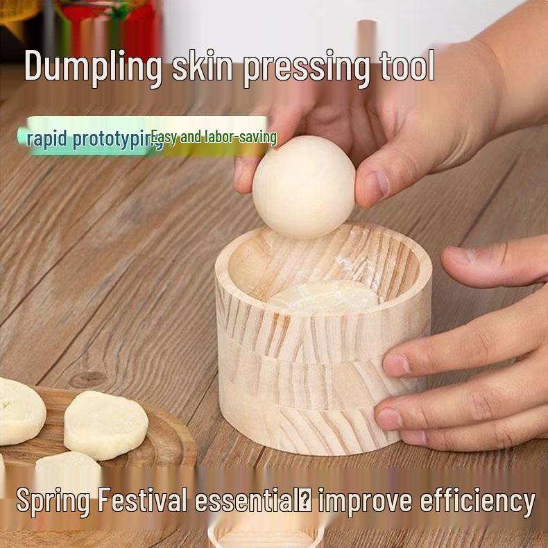 Wooden Rolling Pin & Dumpling Skin Mold for Pastry & Dumplings