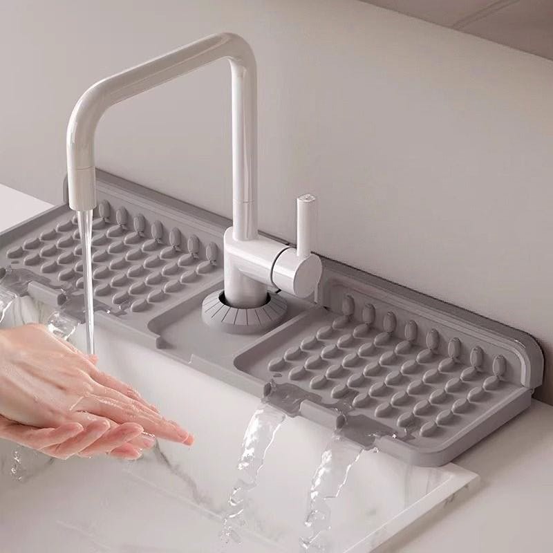 Faucet Splash Guard Mat Silicone Spill-proof Faucet Drain Pad Anti-slip Faucet Draining Mat For Kitchen Sink Bathroom серый