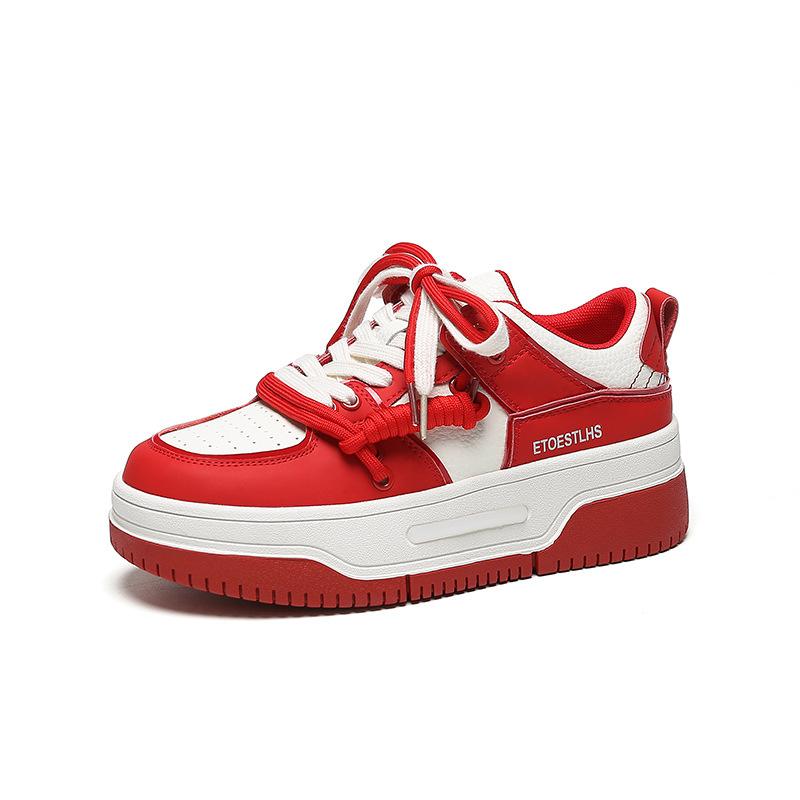 Factory straight hair leather women's shoes board shoes new casual versatile platform white shoes heightening Internet celebrity hot selling women's