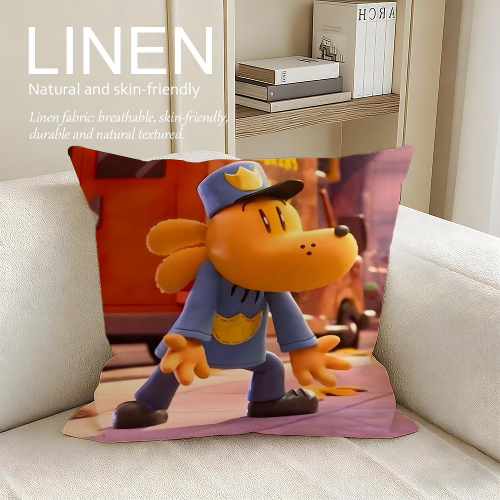 Animation Dog Man Cushion Cover Pillowcase Set Pcs x x Breathable Washable Sofa Cushion Cover 30X30cm