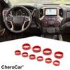 10Pcs Red Light AC Radio Control Switch Knob Cover Kit For Chevy Silverado +