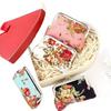 Fashion Mini Coin Purse Rose Floral Print Canvas Clutch Wallet Metal Hasp Makeup Bag for Women