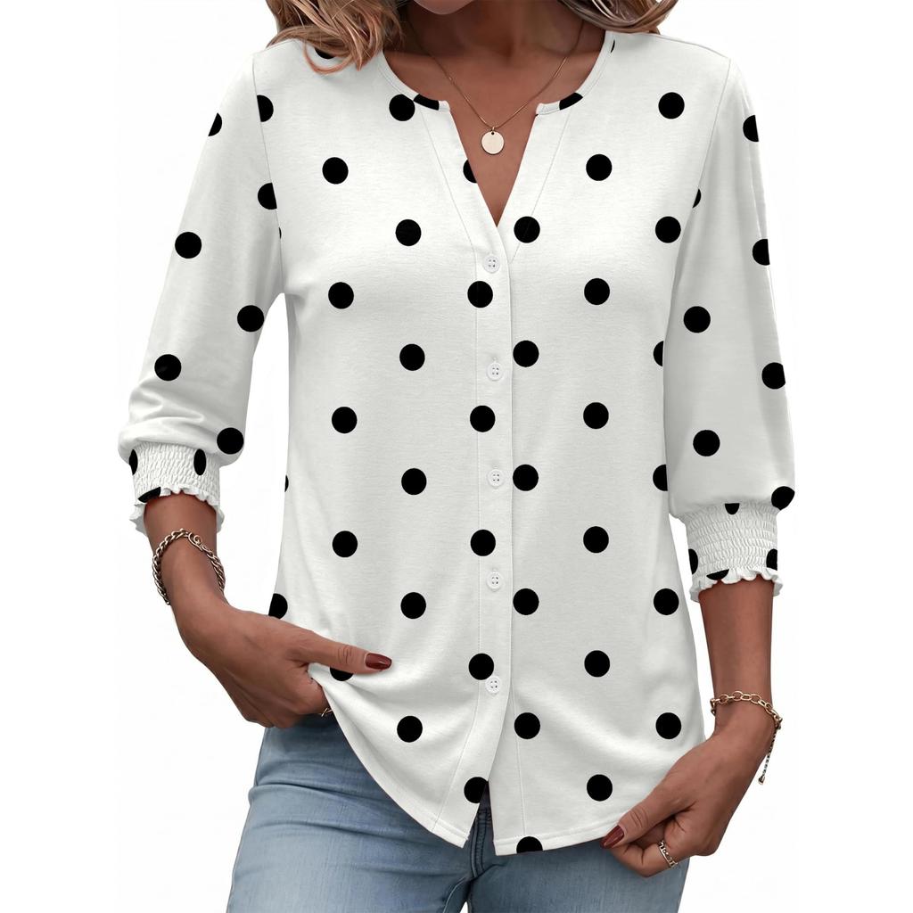 Damen Freizeit T-Shirt Top mit 3/4 Ärmel für den Alltag