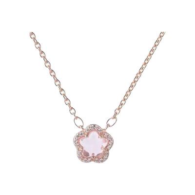 Collier Cristal Fleur de Cerisier pour Femme, bijou chaîne clavicule tendance et luxueux.