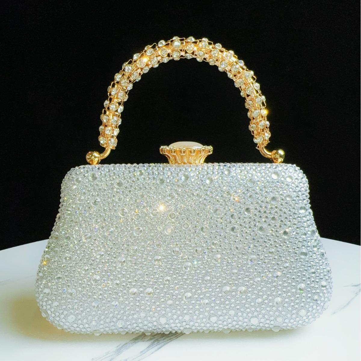 

Gold Evening Bags for Women 2024 New Rhinestone Clutches and Purse Female Party/Dinner/banquet Handbags Prom Chain Shoulder Bags