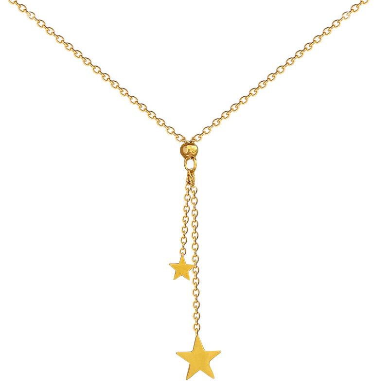 Fringed Star Minimalist Furnace Real Gold Necklace Female Collarbone Chain Accessories