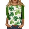 Women's  St. Patrick's Day Print Round Neck Three-Quarter Sleeve Top