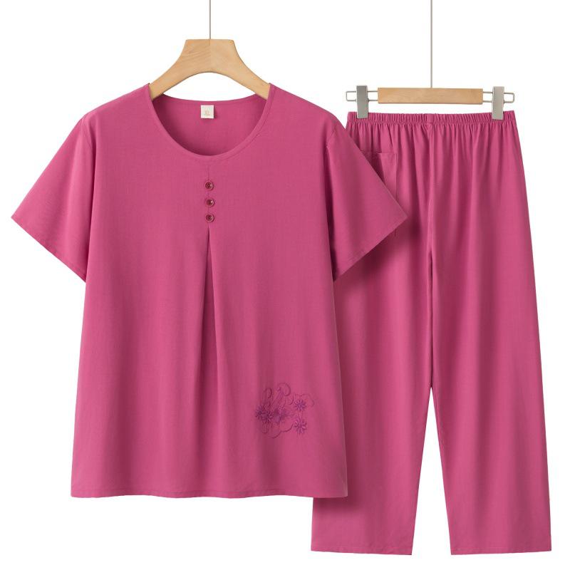

Summer Embroidered Casual Wear for Middle-Aged and Older Women 4XL (Weight 135-155 jin) маджента