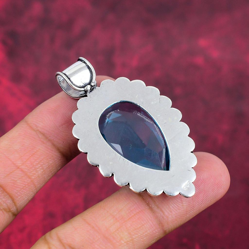 Tansanit Handgemachter Edelstein Anhänger, 925 Sterling Silber Anhänger Antiker Schmuck, Anhänger für Verlobungsgeschenk