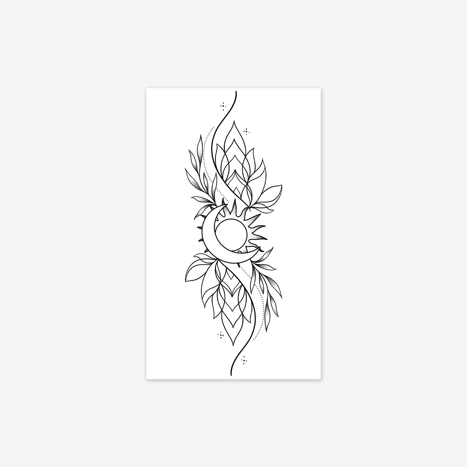 Wind Darkness Personality Sun Moon Wicker Tribe Totem Hand Tattoo Sticker 9*15