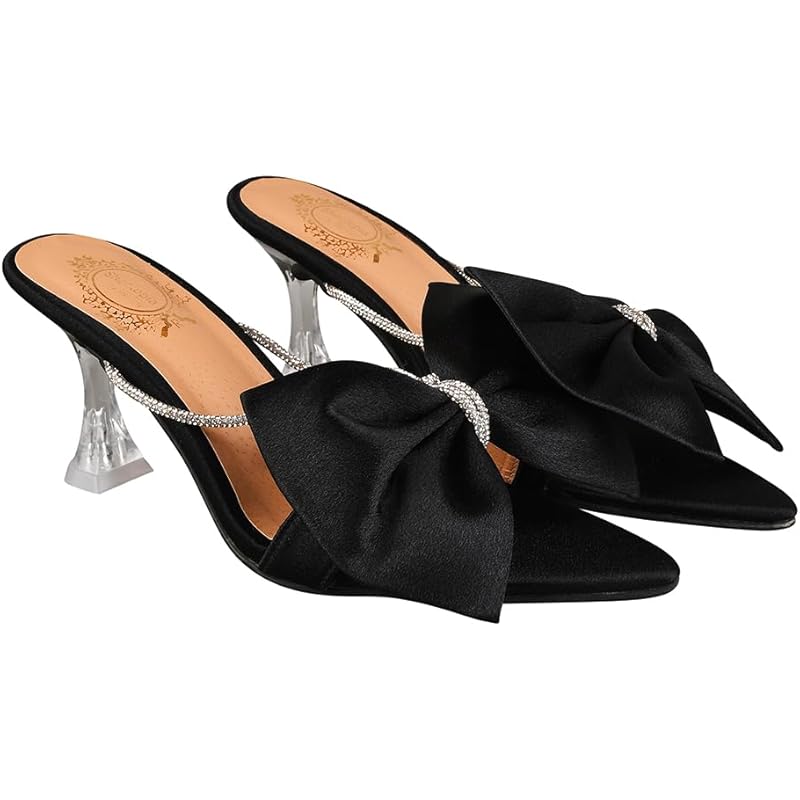 Shoetopia Womens Ultra Black Heeled Sandal - 6 Uk (Ultra-Black)
