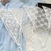 Retro Lace Scarf Hollow Triangle Neck Scarf for Women Girls Embroidered Lace Wrap Hair Wrap Floral Crochet Hair Bandanas