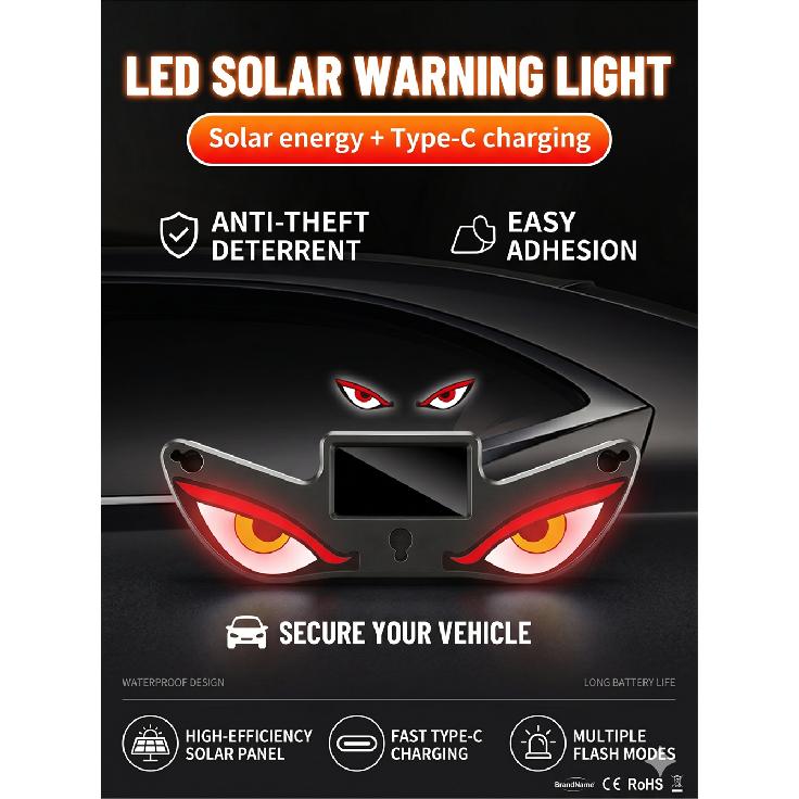 2PCS Solar Car Eyes Light LED Window Decoration Flashing Demon Eye Truck Demon Eye Dynamic Devil Eyes For LED Car Neon Lights 4
