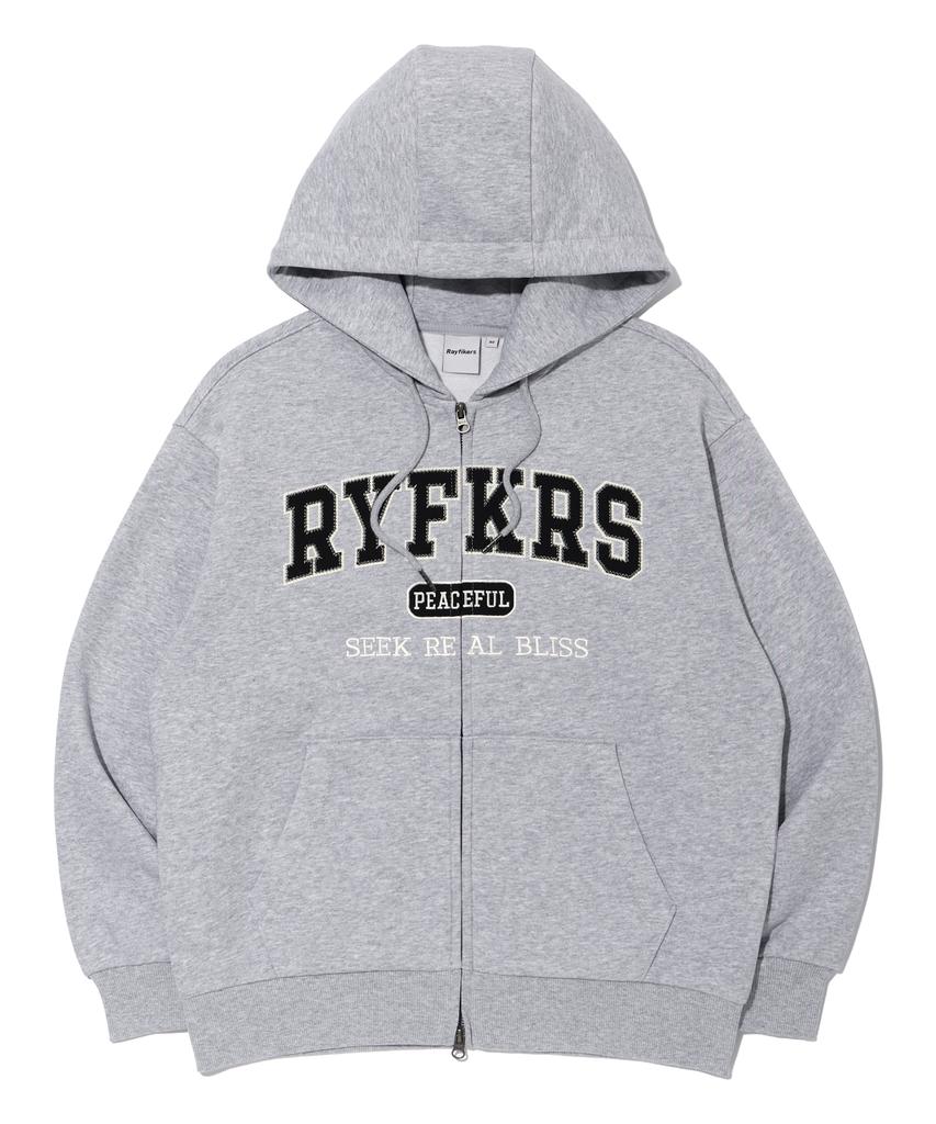 Rayfikers Applique Logo Zip-Up Hoodie Melange Grey (Mp6Tu148-097)
