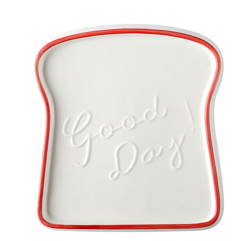 1PC Bread Shaped Ceramic Breakfast Dessert Plate Toast Dishes Salad Fruit Snack Tray Household Tableware Dinner Plate Tableware