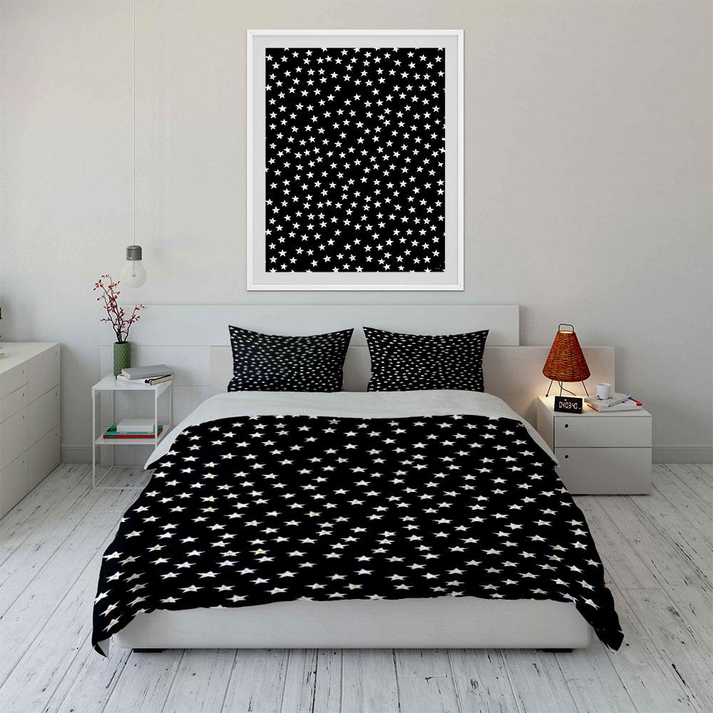 White stars on black Bedding sets Duvet cover sets Duvet covers Pillowcases(1* Duvet Cover 2* Pillowcases without duvet insert)