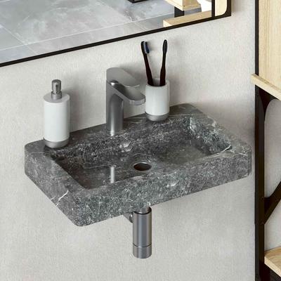 Wall-Mounted Sink, Grey, 38X24X6.5 Cm, Marble