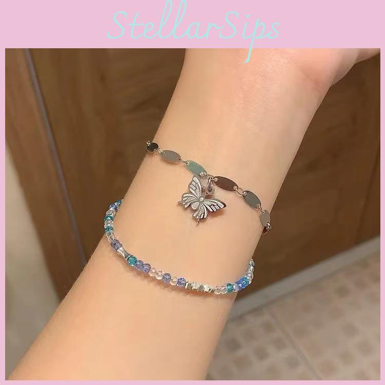 Charm Butterfly Fashionable Bracelet For Women With Blue Artificial Crystals