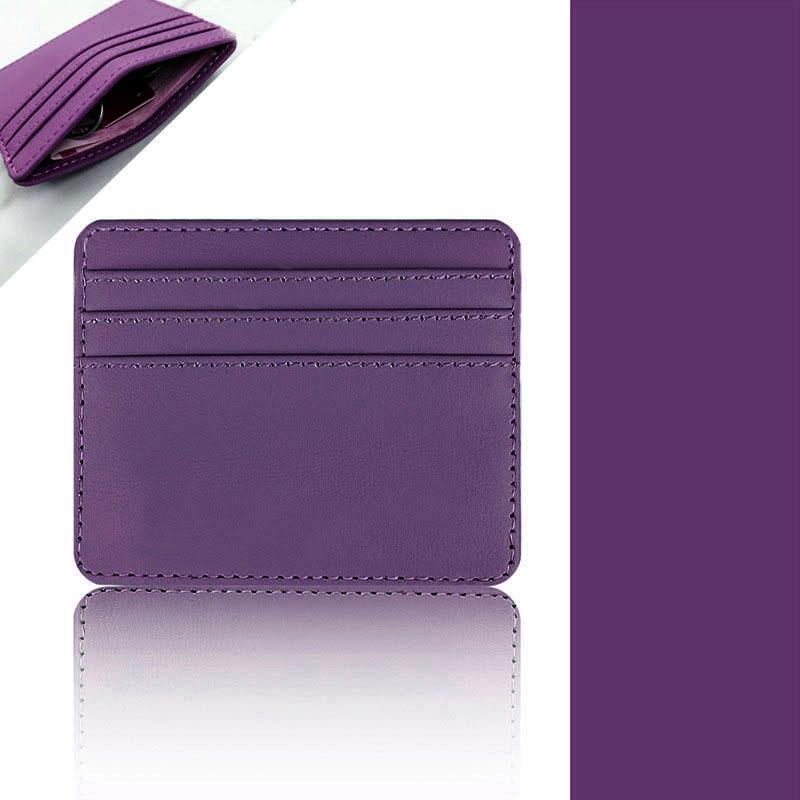 Candy Color PU Leather Card Holder - Multi-Slot Slim Wallet for Credit/ID Cards