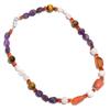 Natural Carnelian Tiger Eye Amethyst Gemstone Smooth Beads Necklace 17" UB-4262 UB-4262