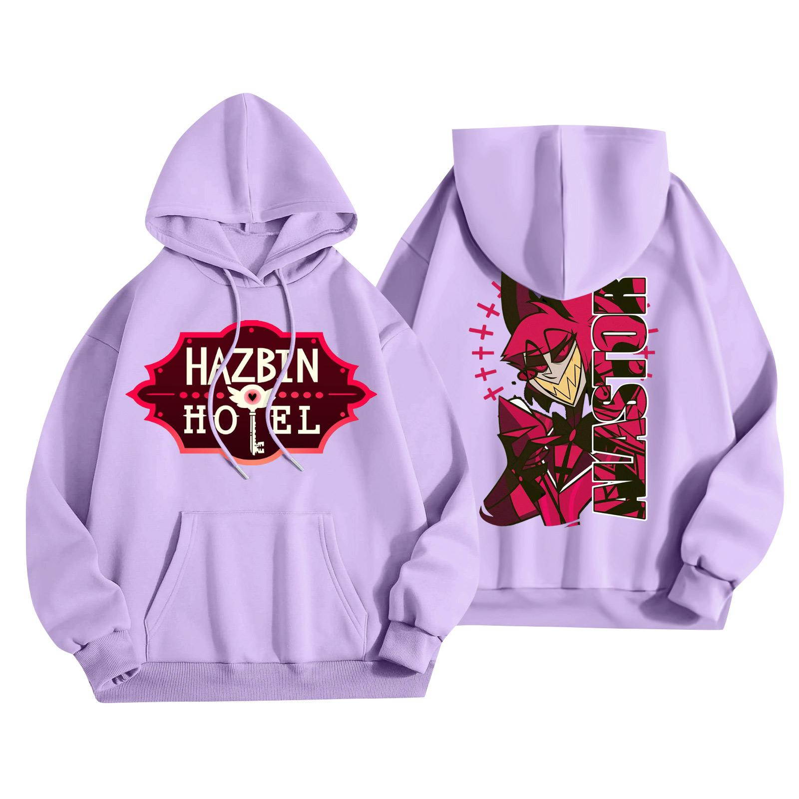 

Unisex Fashion Lightweight Long Sleeve Pullover With Pockets Printed Hoodie S фиолетовый