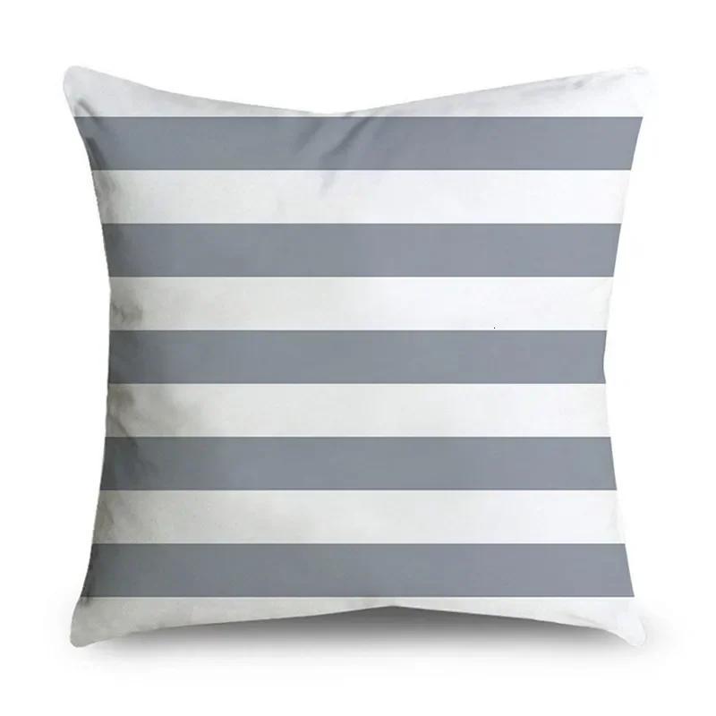 Gray Striped Geometric Double-Sided Printed Pillow Cover Short Plush Suitable Living Rooms Bedrooms Sofas Throw Cushion Cover