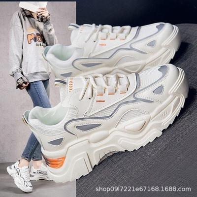 Damen Frühling und Herbst Neue Mode Mesh Freizeitschuhe Leichte Plateau Studenten Sneaker