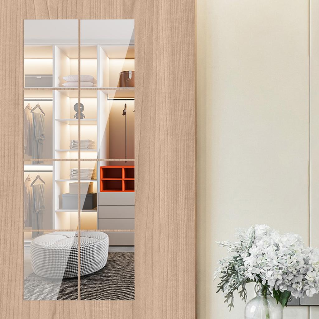 40/10Pcs Self Mirror Tiles DIY Flexible Non Glass Safety Mirror Sheets Wall Stickers Shatterproof Mirror Stickers Home Decor