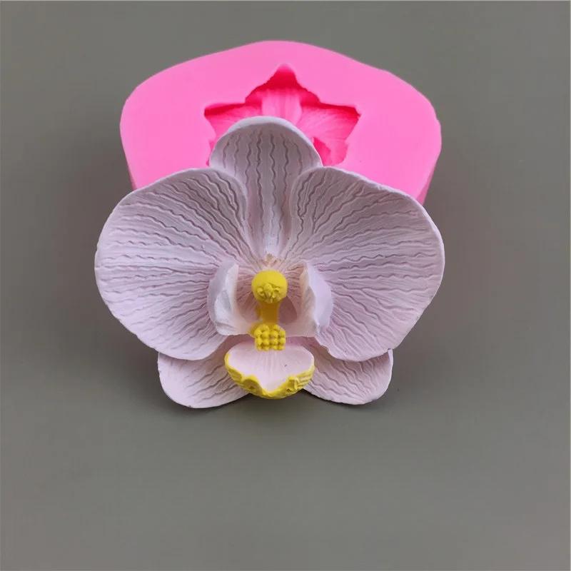 Silicone Candle Mold 3D Butterfly Orchid Flower Aromatherapy Gypsum Soap Molds Cupcake Fondant Candle Decoration Baking Tool