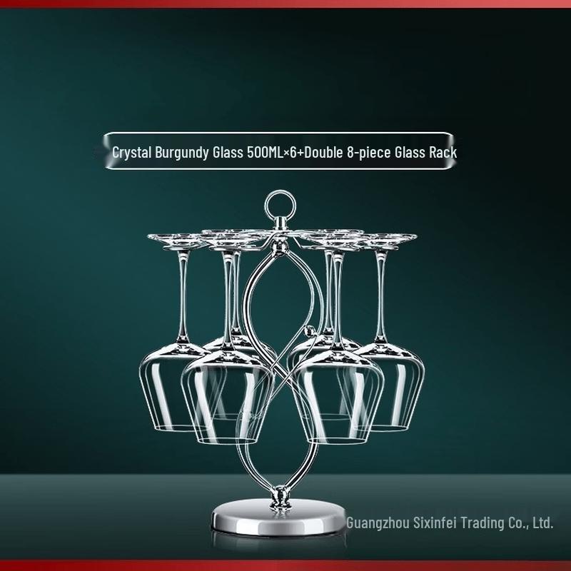 MDNG One-Piece Molded Glass Red Wine Glass Set with Rack