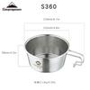 CAMPINGMOON Sierra Bowl for Picnic Woodland 450ml Folding Handle Pure 304 Stainless Steel Outdoor Camping Cookware