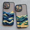 Gold And Blue Mountains Phone Case For iPhone 16 15 14 Pro Max Plus 13 12 Mini 11 Pro Max 7 8 Plus SE2 XR XS X Shockproof Covers