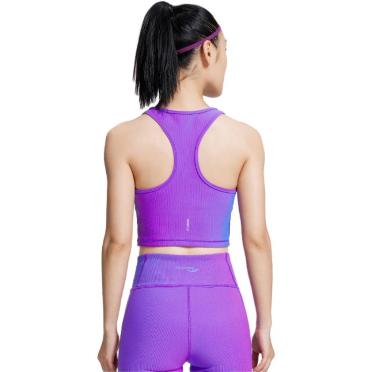 SAUCONY Letter Print Shock Absorbing Sports Tank Top Women Tops Purple Blue SC1230225A-BL23