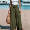 Women's Fashion Casual Solid Color Print High Waist Trousers Pants & Capris
