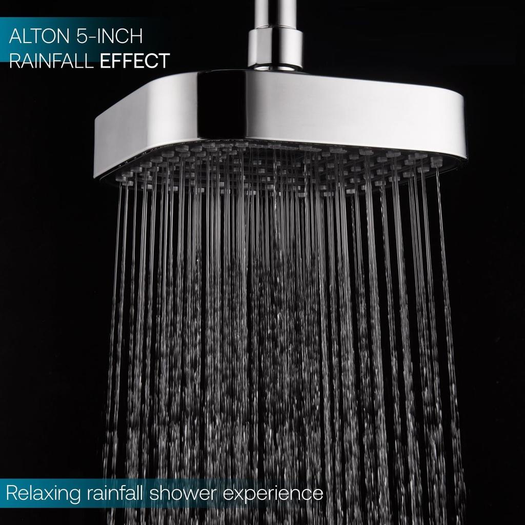 ABS,5-INCH Single Flow Overhead Shower With 9-INCH Arm and Wall Flange
