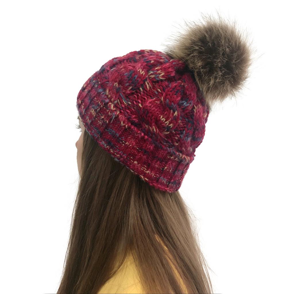 Women Casual Multicolor Outdoor Plush Ball Hats Crochet Knit