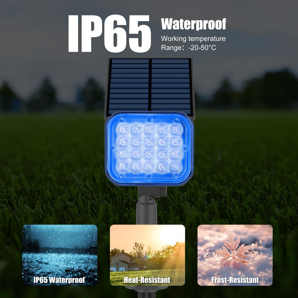 2/6PCS Blue Soalr Garden Light Outdoor Solar Spotlight IP65 Solar Wall Light Adjustable Brightness Solar Lamp For Garden
