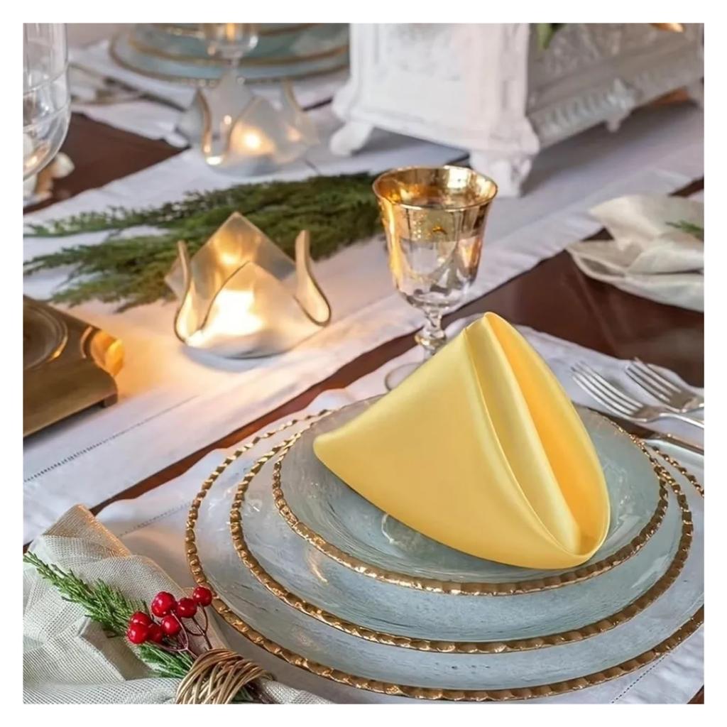 Satin Dinner Napkins  30x30cm Silky Satin Napkin Smooth Square Dinner Napkins Solid Color Table Party Decor(Blue)