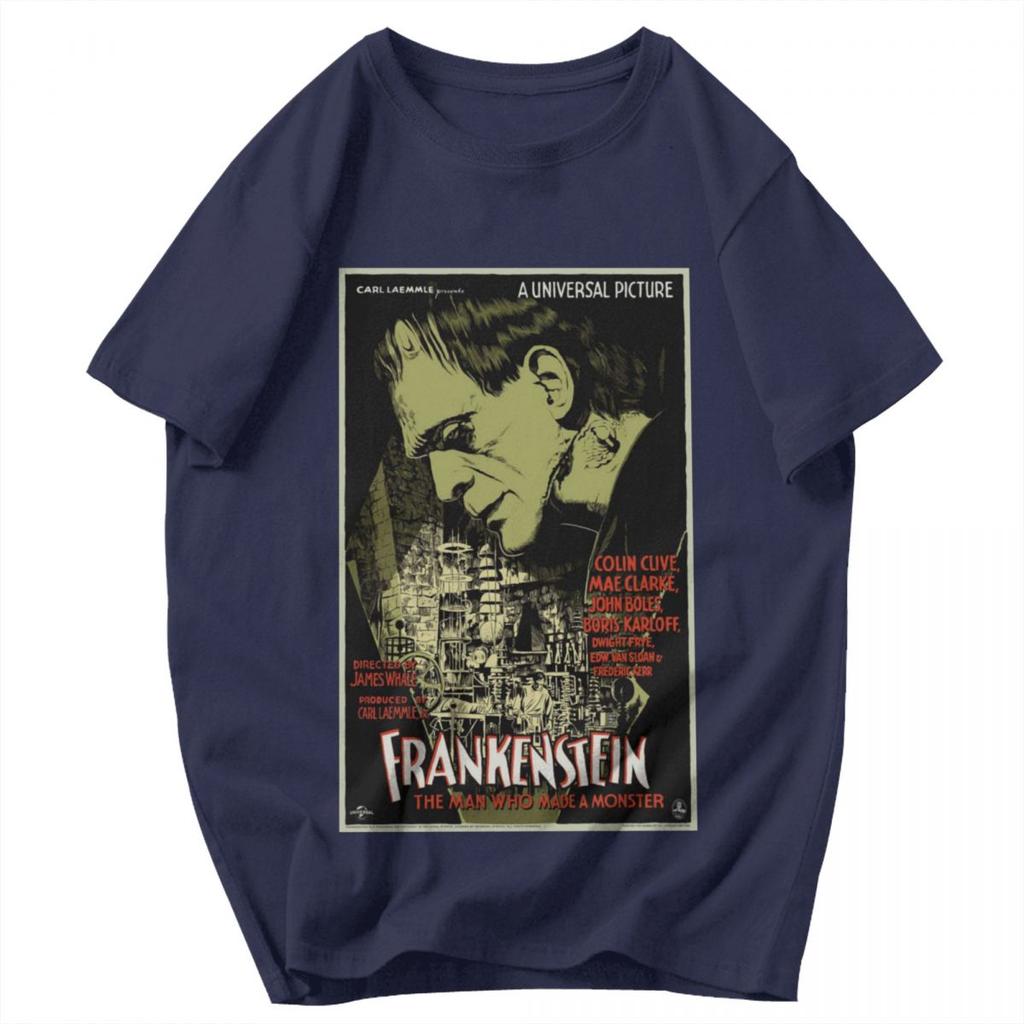 Men T Shirt Frankenstei Vintage Cotton Y2K Graphic Oneck Unisex Clothing T Shirts