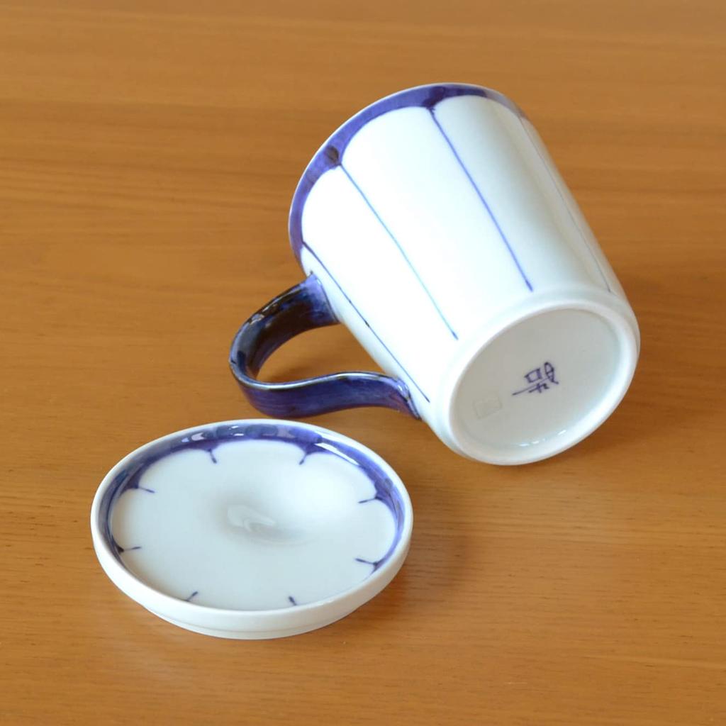 Arita-Ware Becher mit Deckel, Geschenkverpackung, mikrowellengeeignet, Kaffeetasse, Orangengeschmack, blau