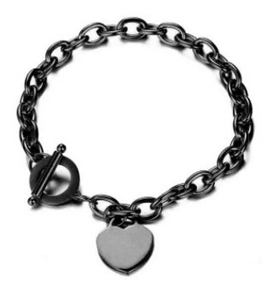 Rose Gold Heart-Shaped Letter Bracelet with OT Buckle - European & American Fashion