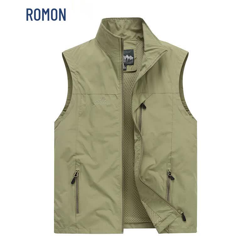 ROMON Men s Outdoor Loose Fit Stand-Collar Zipper Vest XL