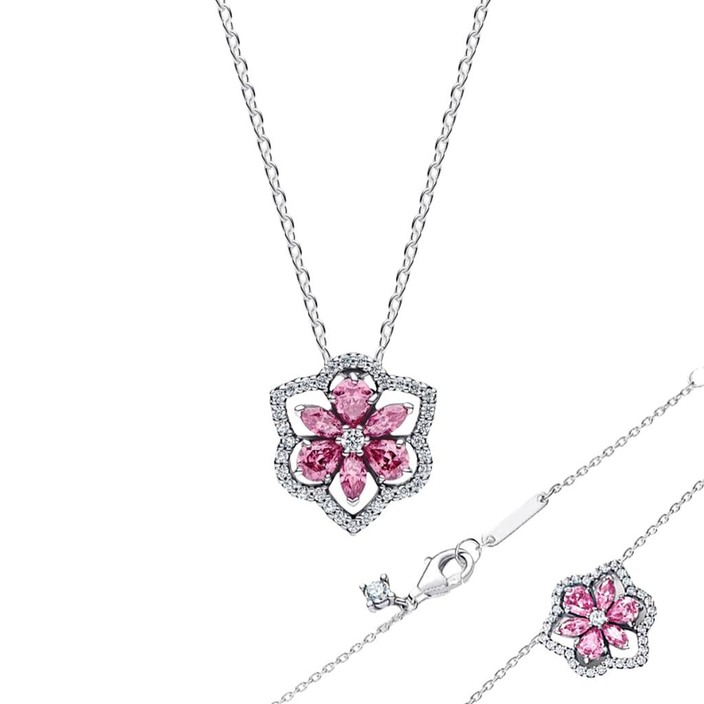 925 Silver Charm Four Leaf Clover Tulip Flower Pendant Bead Earrings Necklace fit Birthday Set Jewelry Gifts