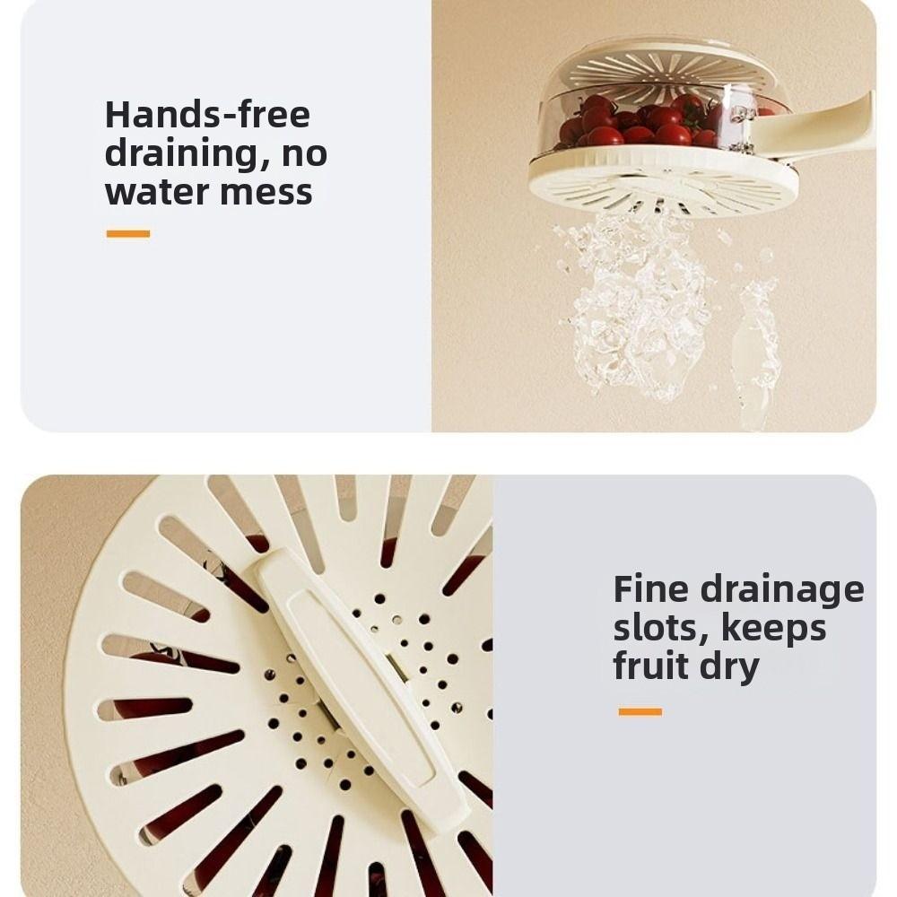 2 in 1 Vegetable Drain Basket Foldable Handle Food Storage Container Water-Filtering Basin Picnic