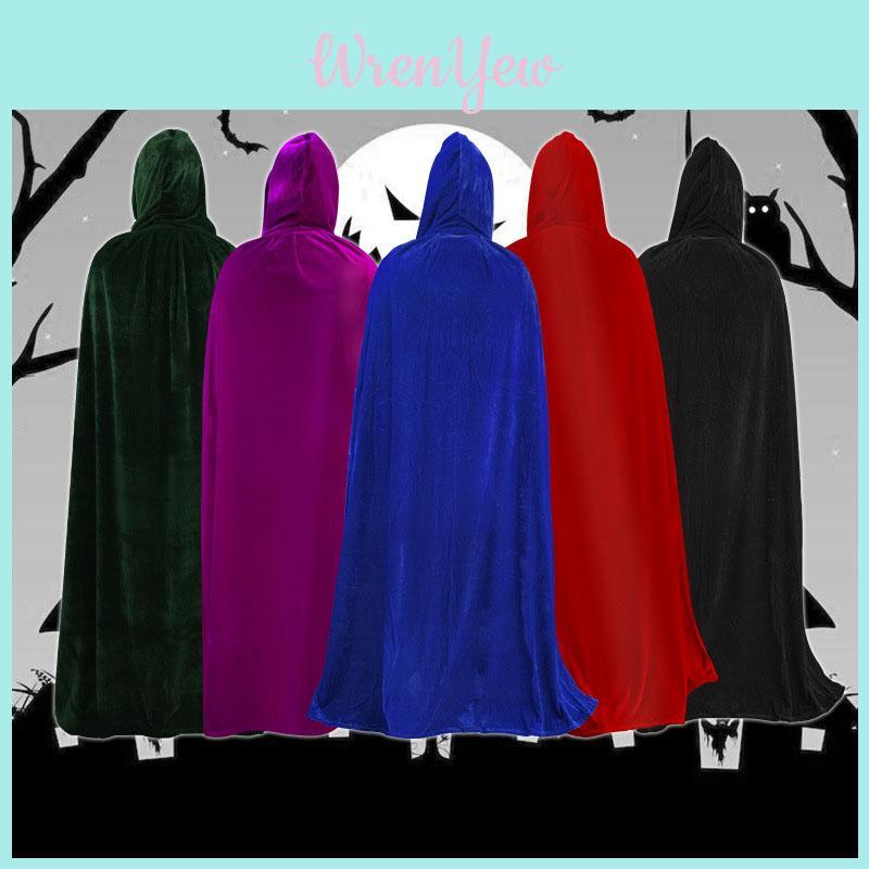 Luxuriöser Unisex Samt Halloween Kostüm Umhang mit Kapuze für Cosplay und Kostümparty
